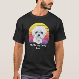 Maltese Puppies Retro Sunset Pet Owner Love Design T-Shirt
