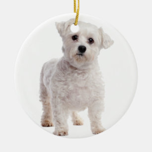 Maltese Puppy Ceramic Ornament
