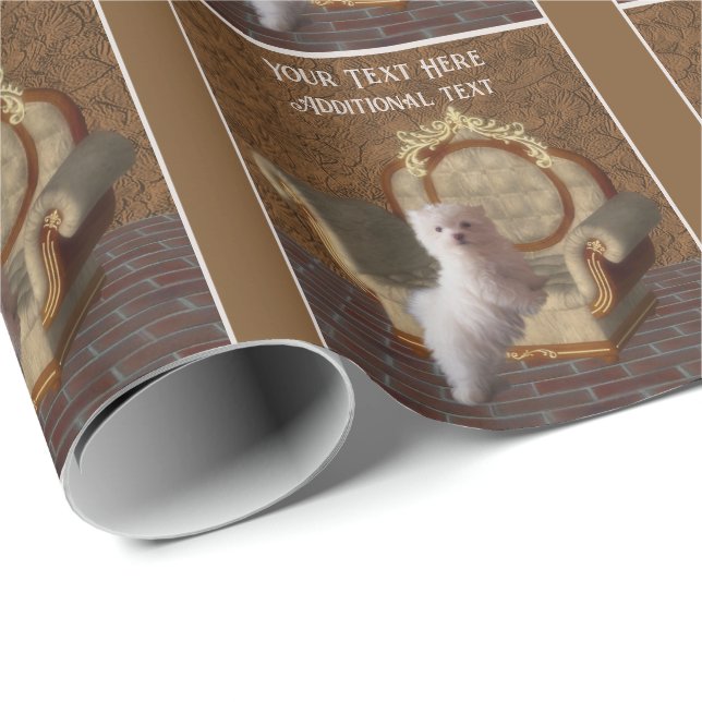 Maltese Puppy Dog Art Personalised Wrapping Paper (Roll Corner)