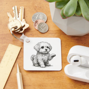 Maltese Puppy Key Ring