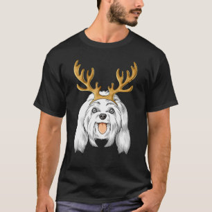 Maltese Reindeer Antlers Christmas Maltese T-Shirt