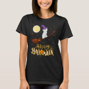 Maltese Ride Witch Shotgun Maltese Dog Halloween T-Shirt