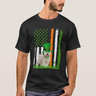 Maltese Saint Patrick's Day Dogs Lover American Fl T-Shirt