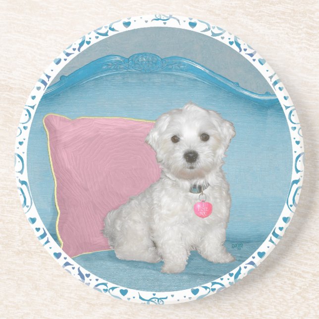 Maltese Sandstone Drink Coaster (Front)