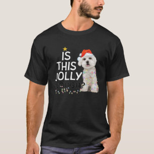 Maltese Santa Hat Lights Xmas This Is Jolly Enough T-Shirt