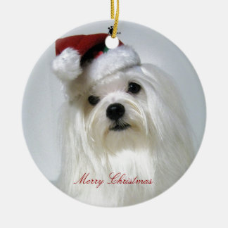 Maltese Santa Ornament
