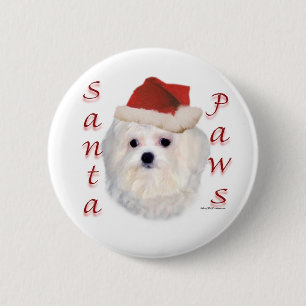 Maltese Santa Paws 6 Cm Round Badge