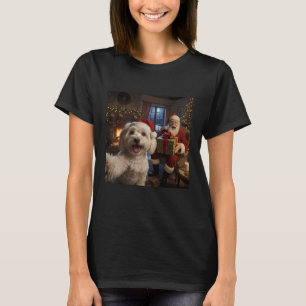 Maltese Selfie with Santa Claus Funny Christmas Me T-Shirt