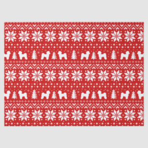 Maltese Silhouettes Christmas Pattern Red Tissue Paper