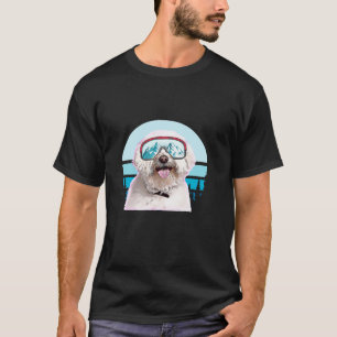 Maltese Skiing Winter Mountain Ski Dog Lover Long T-Shirt