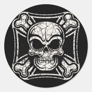 Maltese Skull & Crossbones Classic Round Sticker
