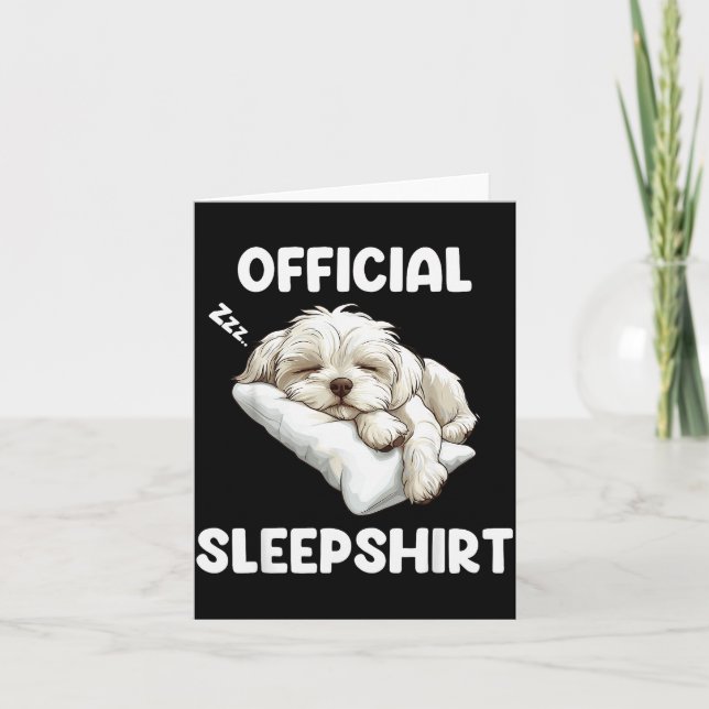 Maltese Sleepshirt Cute Dog Lover Pajama Sleepwear Card (Front)