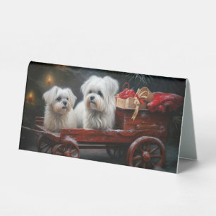 Maltese Snowy Sleigh Christmas Decor