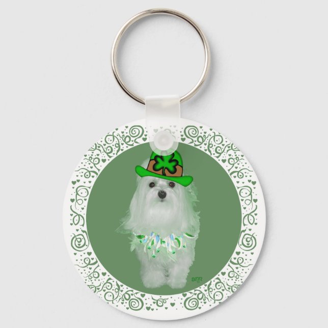 Maltese St. Patricks Day Key Ring (Front)