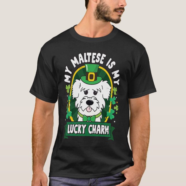 Maltese St Patricks Lucky Charm Mom Dad T-Shirt (Front)