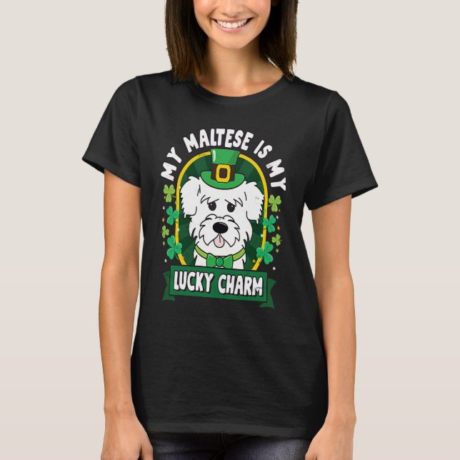 Maltese St Patricks Lucky Charm Mom Dad T-Shirt (Front)