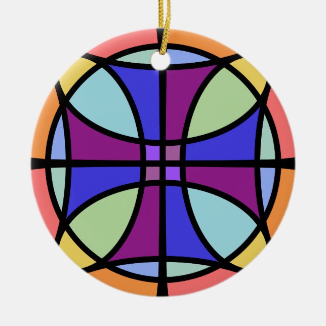 Maltese Stained Glass 2 Ceramic Tree Decoration (Front)