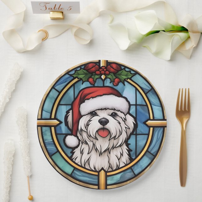 Maltese Stained Glass Christmas Paper Plate (Wedding)