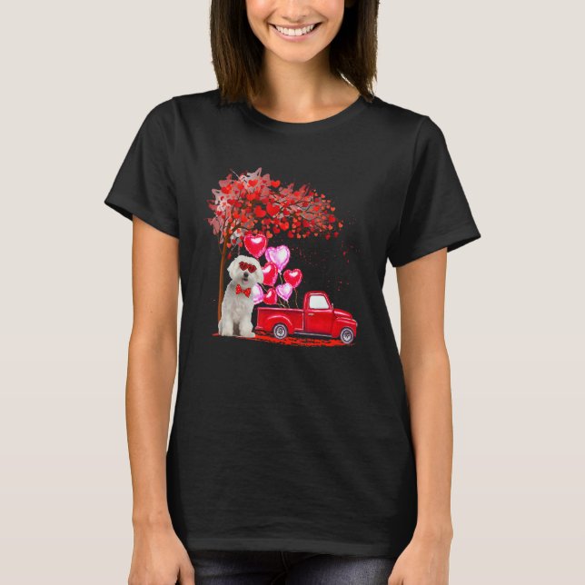 Maltese Sunglasses Hearts Tree Pickup Truck Dog  C T-Shirt (Front)
