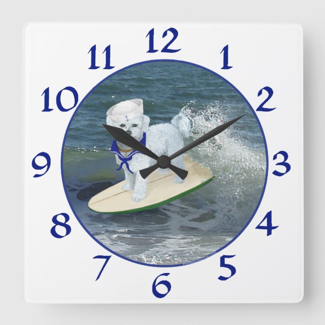 Maltese Surfer Dude Clock (Front)