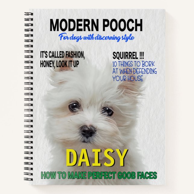 Maltese Terrier Parody Magazine Cover Notebook (Front)
