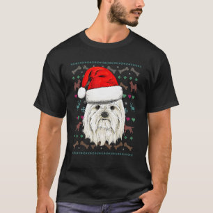 Maltese Ugly Christmas Dog Santa Hat Xmas Boys Kid T-Shirt