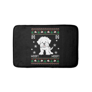 Maltese Ugly Christmas Sweater Bath Mat