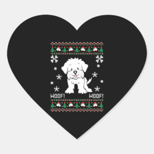 Maltese Ugly Christmas Sweater Heart Sticker