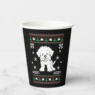 Maltese Ugly Christmas Sweater Paper Cups