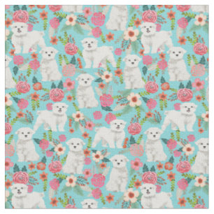 maltese vintage florals mint fabric
