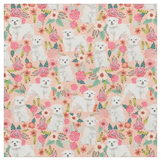 maltese vintage florals peach fabric (Close Up)