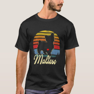 Maltese Vintage Silhouette 60S 70S Retro Gifts Dog T-Shirt
