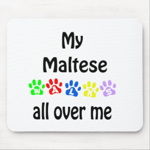 Maltese Walks Design Mouse Pad