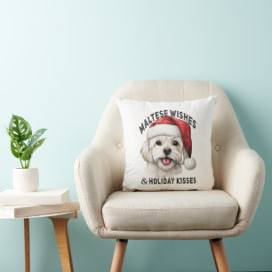 Maltese Wishes and Holiday Kisses: Christmas Dog Cushion
