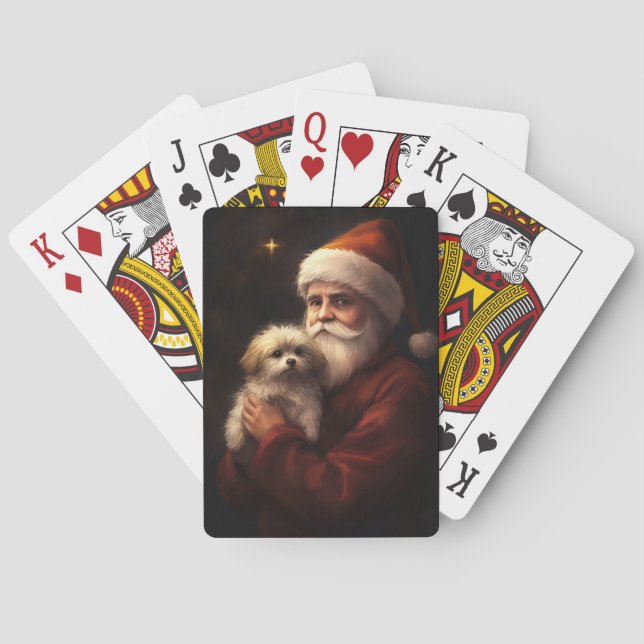 Maltese With Santa Claus Festive Christmas  Playing Cards (Back)