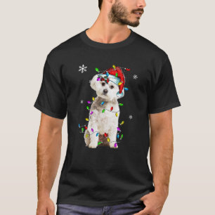Maltese Wrapped In Christmas Lights Dog T-Shirt