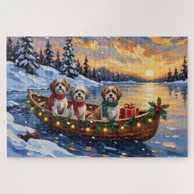 Malti Tzu Christmas Boat Holiday Jigsaw Puzzle (Horizontal)
