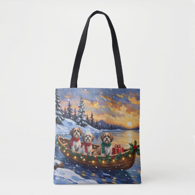 Malti Tzu Christmas Boat Holiday Tote Bag (Front)