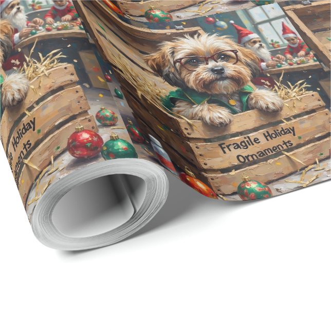 Malti Tzu Christmas Ornament Inspector Holiday Wrapping Paper (Roll Corner)