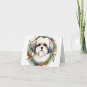 Malti Tzu Christmas Wreath Festive Pup Card