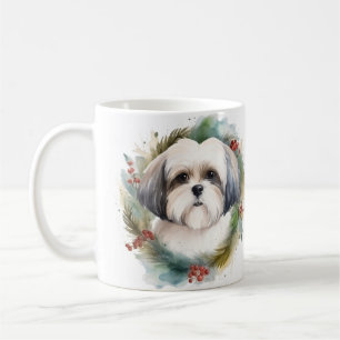 Malti Tzu Christmas Wreath Festive Pup Coffee Mug