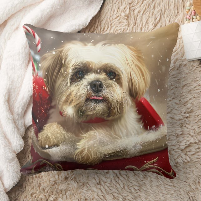 Malti Tzu Dog Christmas Festive Cushion (Blanket)