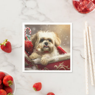Malti Tzu Dog Christmas Festive Napkin