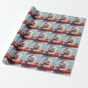 Malti Tzu  Dog in Sledge Let it Snow Christmas Wrapping Paper