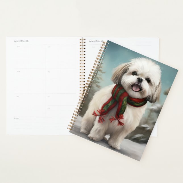 Malti Tzu Dog in Snow Christmas Planner (Display)