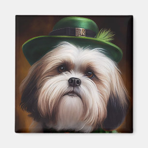 Malti Tzu Dog in St. Patrick's Day Dress Magnet