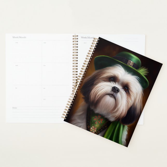 Malti Tzu Dog in St. Patrick's Day Dress Planner (Display)