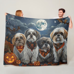Malti Tzu Halloween Spooky Fleece Blanket