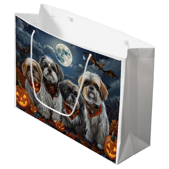 Malti Tzu Halloween Spooky Large Gift Bag (Front Angled)