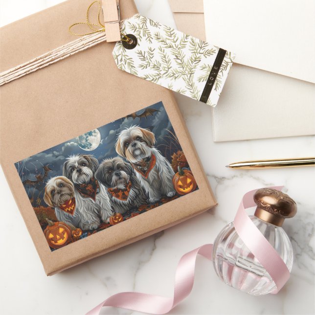 Malti Tzu Halloween Spooky Rectangular Sticker (Gifting)